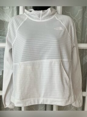 The North Face White Striped Hoodie Pullover